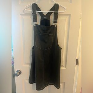 Green, mini overall dress